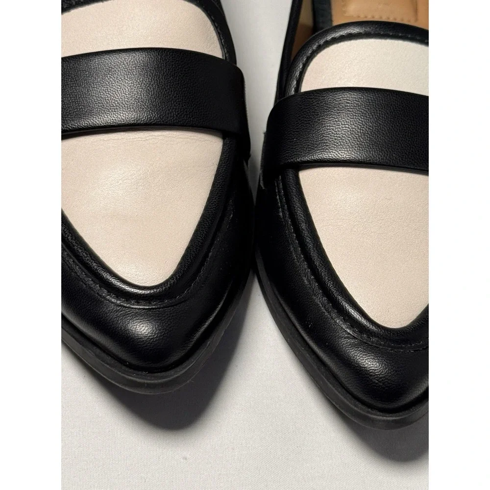 Black White Colorblock Loafer Kelly & Katie Women's Comfort  6 Flats Preppy